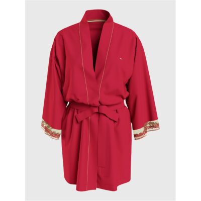 TOMMY HILFIGER Ditsy Lace Satin Kimono Robe