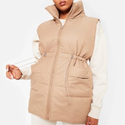 I Saw It First Drawstring Waist Double Pocket Padded Gilet