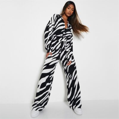 I Saw It First Zebra Print Wide Leg Trousers Co-Ord