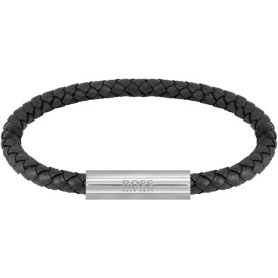 Boss Gents BOSS Braided Black Leather Bracelet