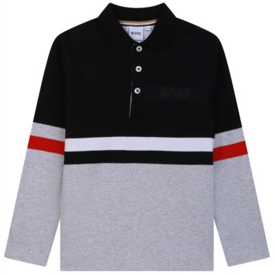 Boss Long Sleeve Stripe Polo Shirt