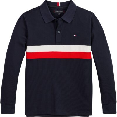 Tommy Hilfiger Corporate Colour Block Long Sleeve Polo Shirt Junior